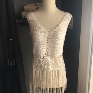 Crochet and fringe tank top